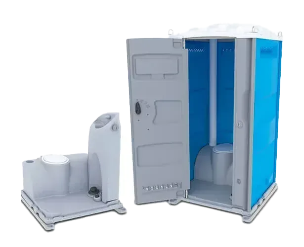 Portable toilet showcasing a sink inside